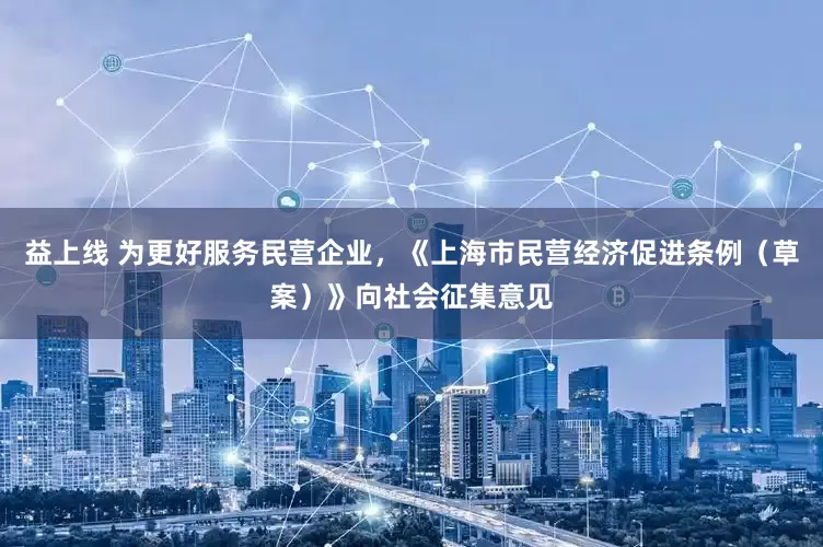 益上线 为更好服务民营企业，《上海市民营经济促进条例（草案）》向社会征集意见
